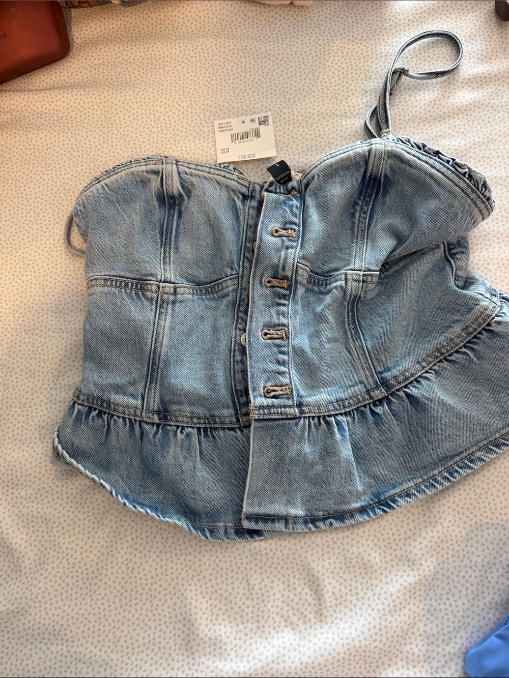 American eagle Denim Corset Peplum Top